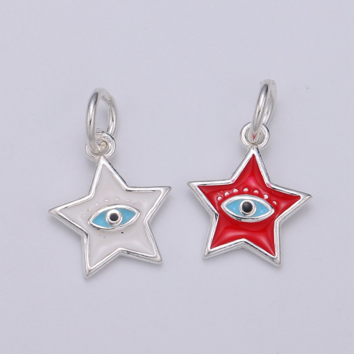 11mm Sterling Silver Star Charm - Sterling Silver Star Charm - Silver Celestial Charm - Star Pendant - Silver Evil Eye Pendant SL-023 SL-024 - DLUXCA