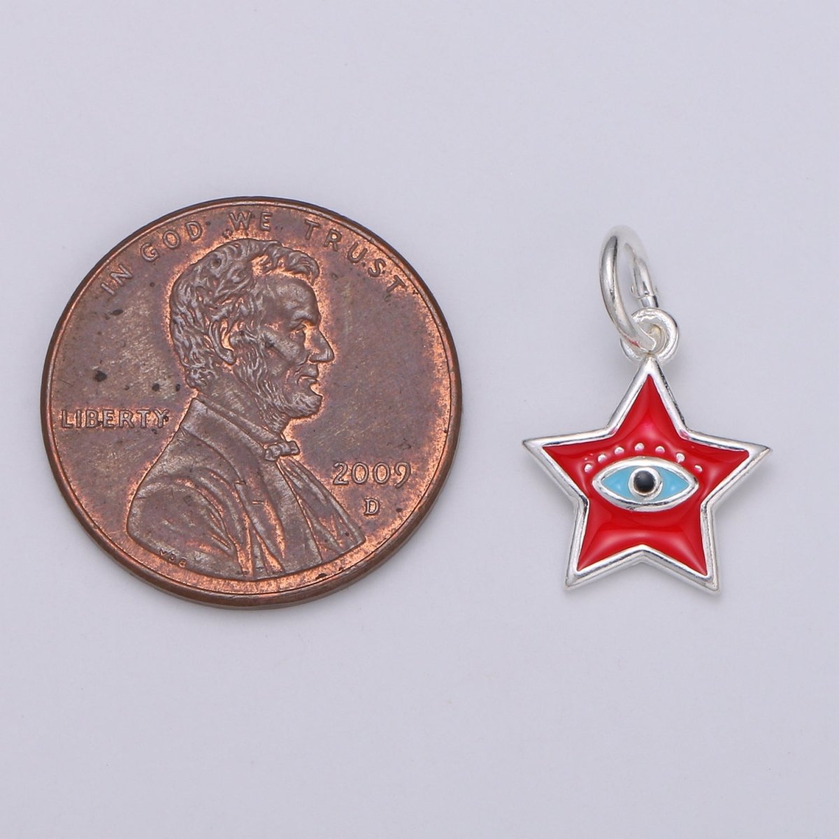 11mm Sterling Silver Star Charm - Sterling Silver Star Charm - Silver Celestial Charm - Star Pendant - Silver Evil Eye Pendant SL-023 SL-024 - DLUXCA