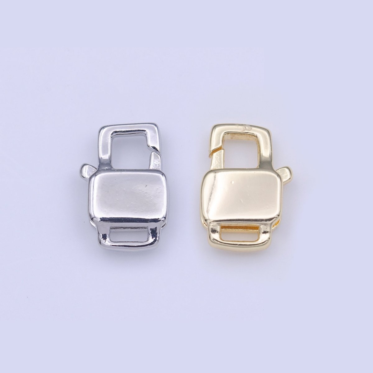 12mm Double Sided Boxy Rectangular Lobster Clasps Jewelry Closure in Gold & Silver | K-261 K-267 - DLUXCA