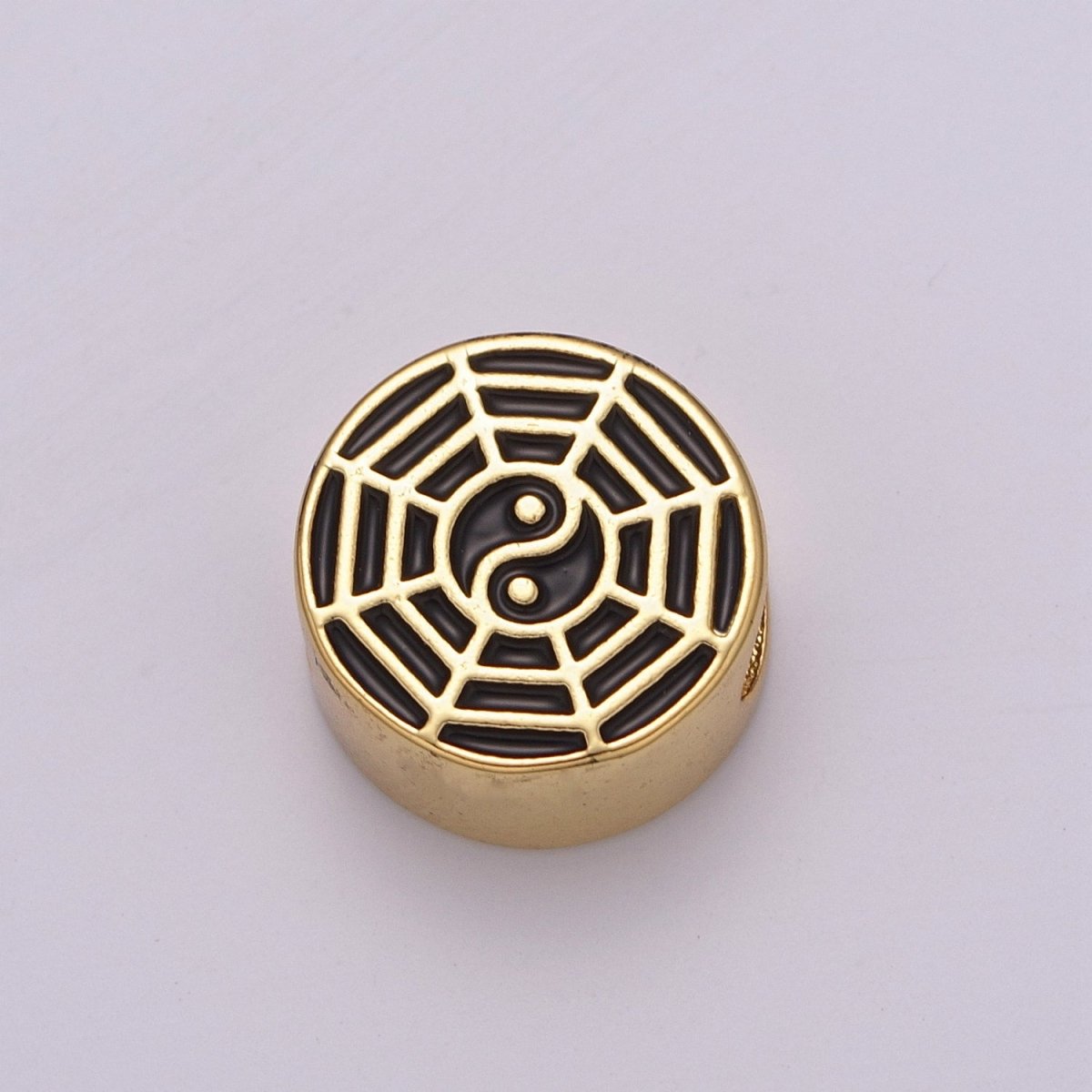 12mm Enamel Round Bead Design Bead Black White Gold Cute Spacer Bead Bracelet Supply Moon, Rose, Wing, Cross, Lotus, Skull, Unicorn, Butterfly, Dragon, Dog paw B-712 to B-749 - DLUXCA