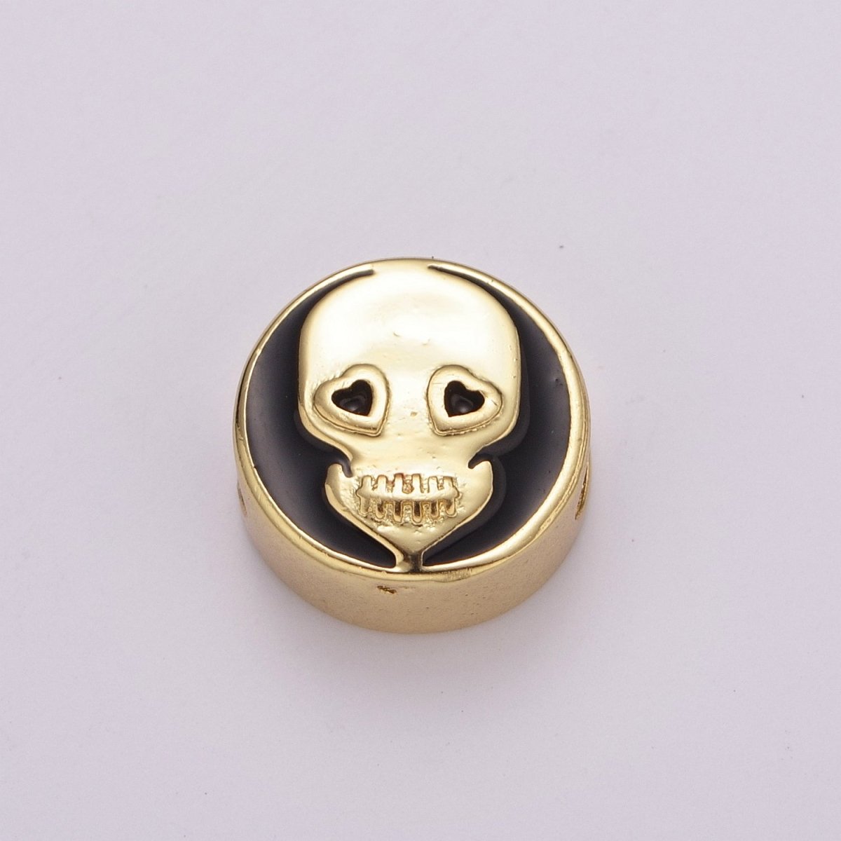 12mm Enamel Round Bead Design Bead Black White Gold Cute Spacer Bead Bracelet Supply Moon, Rose, Wing, Cross, Lotus, Skull, Unicorn, Butterfly, Dragon, Dog paw B-712 to B-749 - DLUXCA