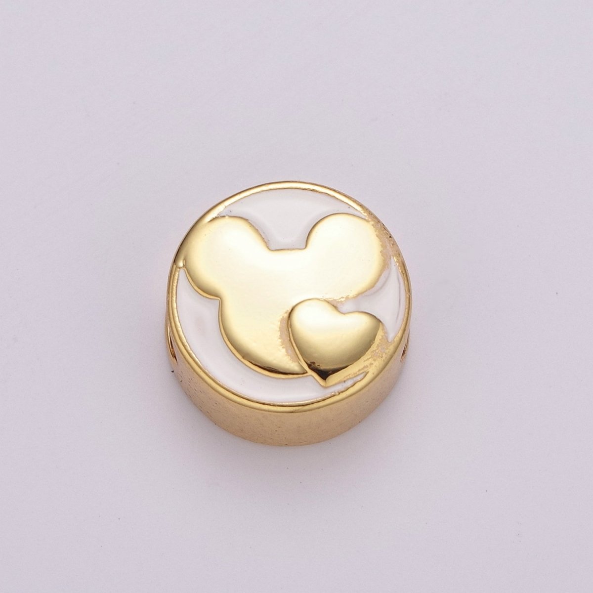 12mm Enamel Round Bead Design Bead Black White Gold Cute Spacer Bead Bracelet Supply Moon, Rose, Wing, Cross, Lotus, Skull, Unicorn, Butterfly, Dragon, Dog paw B-712 to B-749 - DLUXCA