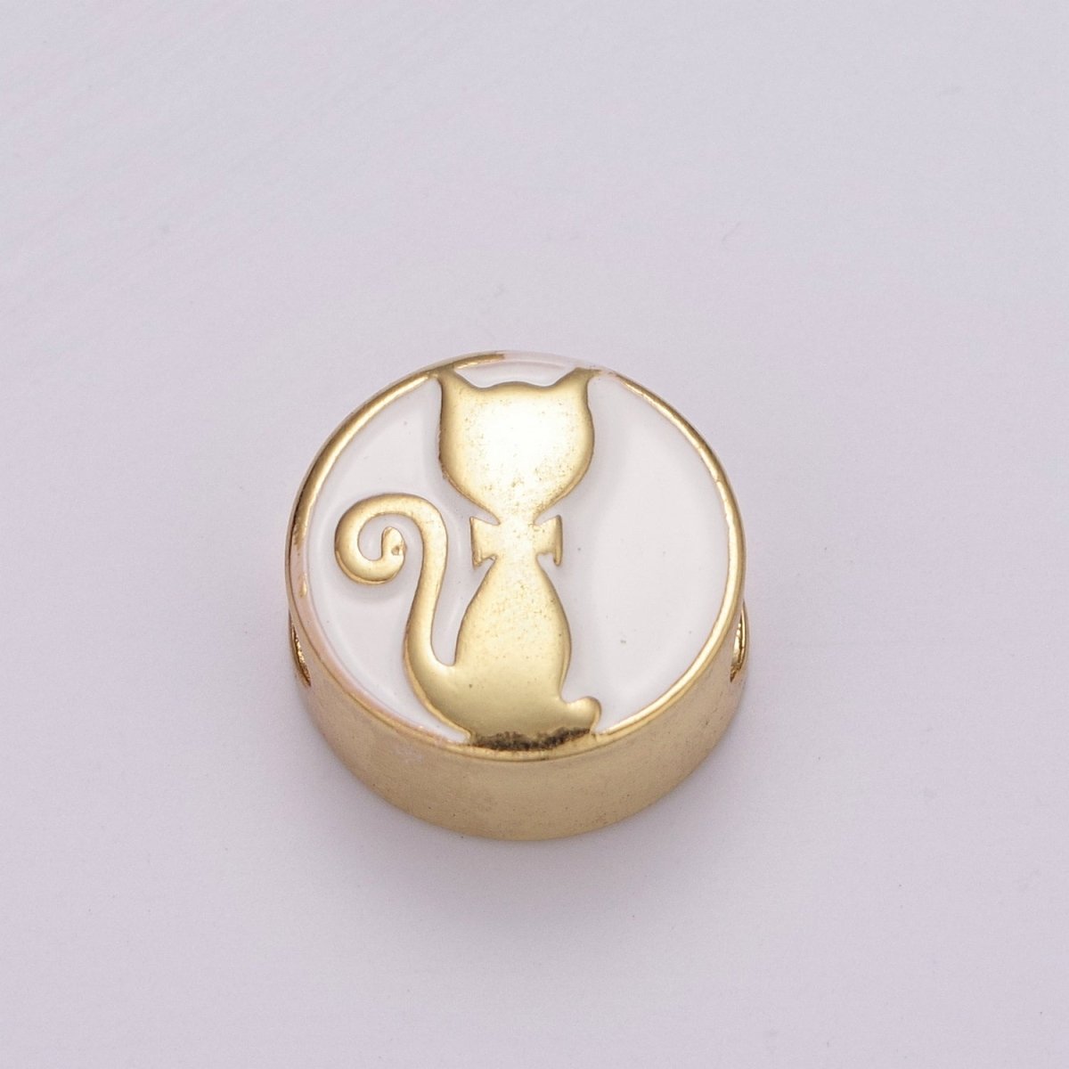 12mm Enamel Round Bead Design Bead Black White Gold Cute Spacer Bead Bracelet Supply Moon, Rose, Wing, Cross, Lotus, Skull, Unicorn, Butterfly, Dragon, Dog paw B-712 to B-749 - DLUXCA