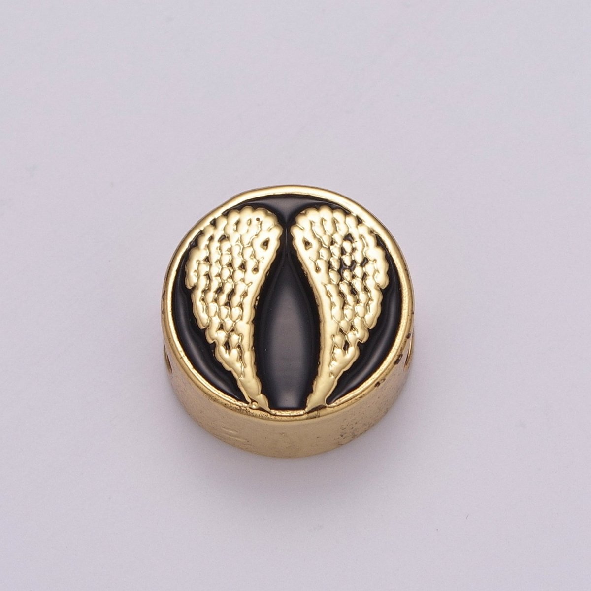 12mm Enamel Round Bead Design Bead Black White Gold Cute Spacer Bead Bracelet Supply Moon, Rose, Wing, Cross, Lotus, Skull, Unicorn, Butterfly, Dragon, Dog paw B-712 to B-749 - DLUXCA