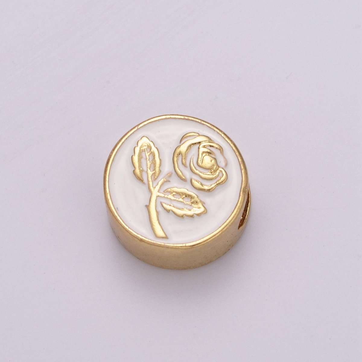 12mm Enamel Round Bead Design Bead Black White Gold Cute Spacer Bead Bracelet Supply Moon, Rose, Wing, Cross, Lotus, Skull, Unicorn, Butterfly, Dragon, Dog paw B-712 to B-749 - DLUXCA