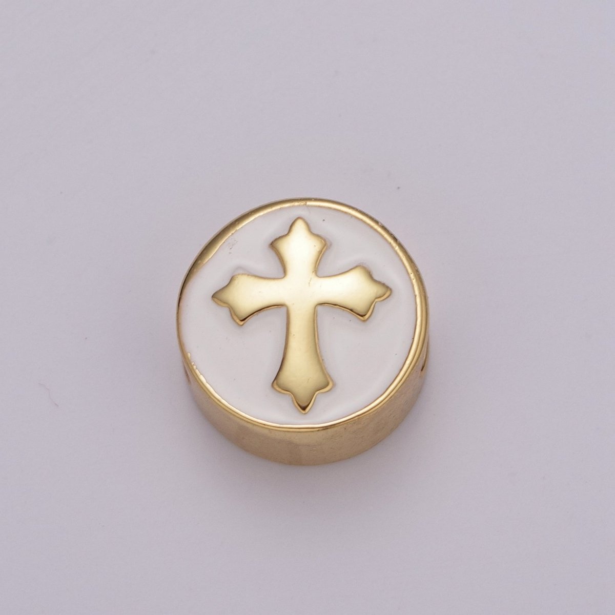 12mm Enamel Round Bead Design Bead Black White Gold Cute Spacer Bead Bracelet Supply Moon, Rose, Wing, Cross, Lotus, Skull, Unicorn, Butterfly, Dragon, Dog paw B-712 to B-749 - DLUXCA