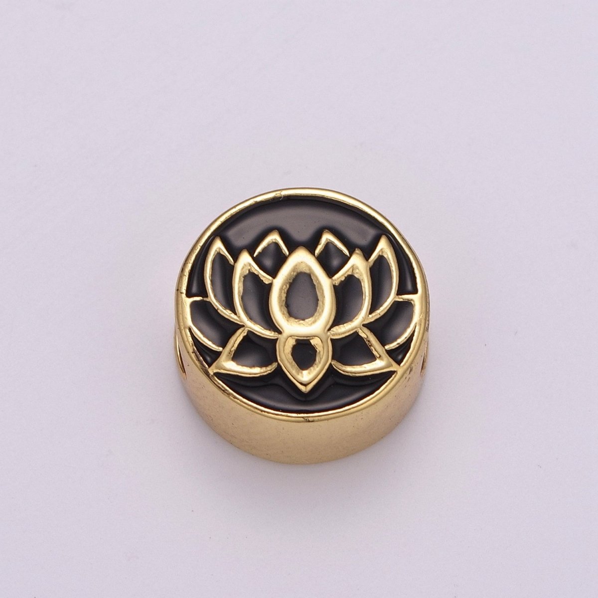 12mm Enamel Round Bead Design Bead Black White Gold Cute Spacer Bead Bracelet Supply Moon, Rose, Wing, Cross, Lotus, Skull, Unicorn, Butterfly, Dragon, Dog paw B-712 to B-749 - DLUXCA