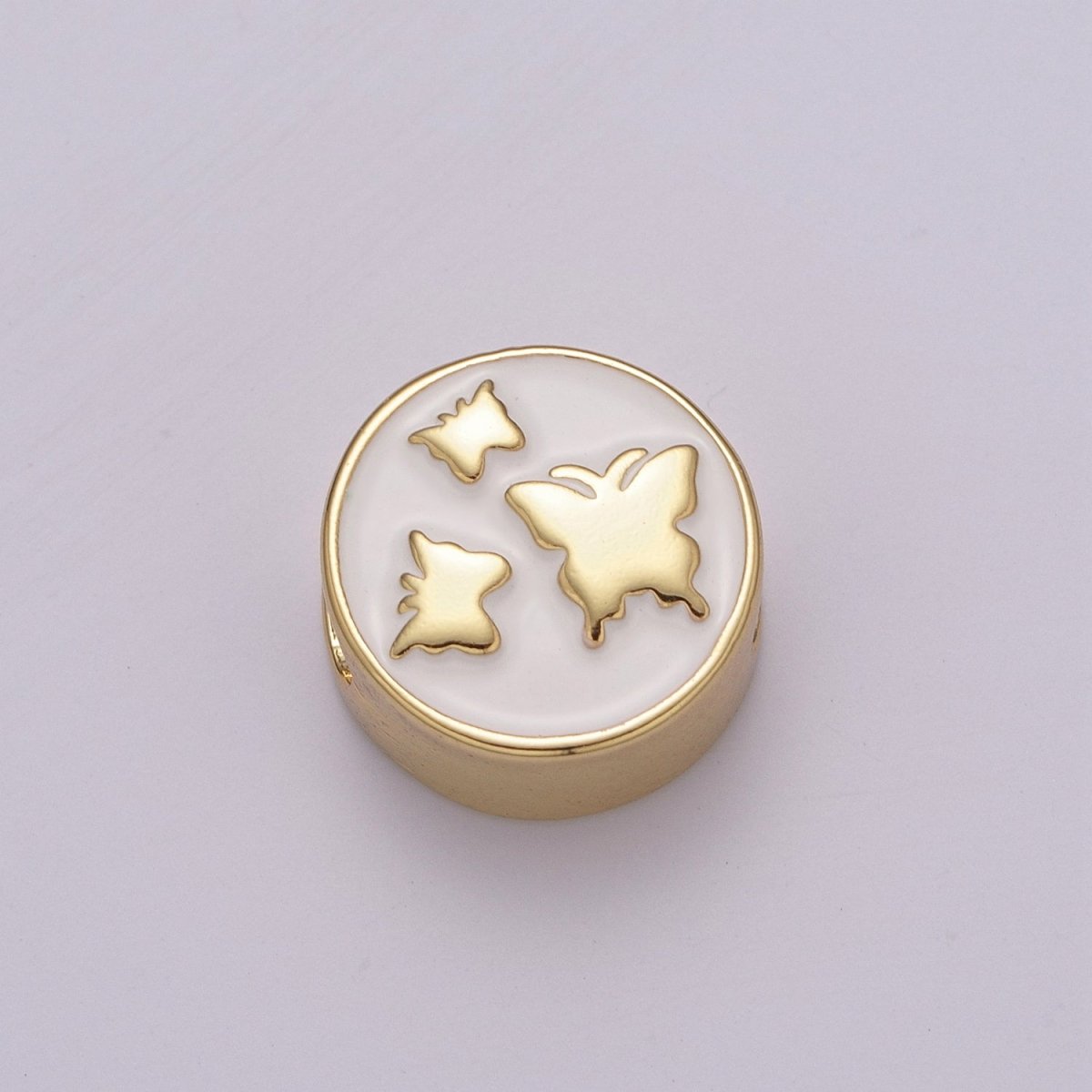 12mm Enamel Round Bead Design Bead Black White Gold Cute Spacer Bead Bracelet Supply Moon, Rose, Wing, Cross, Lotus, Skull, Unicorn, Butterfly, Dragon, Dog paw B-712 to B-749 - DLUXCA