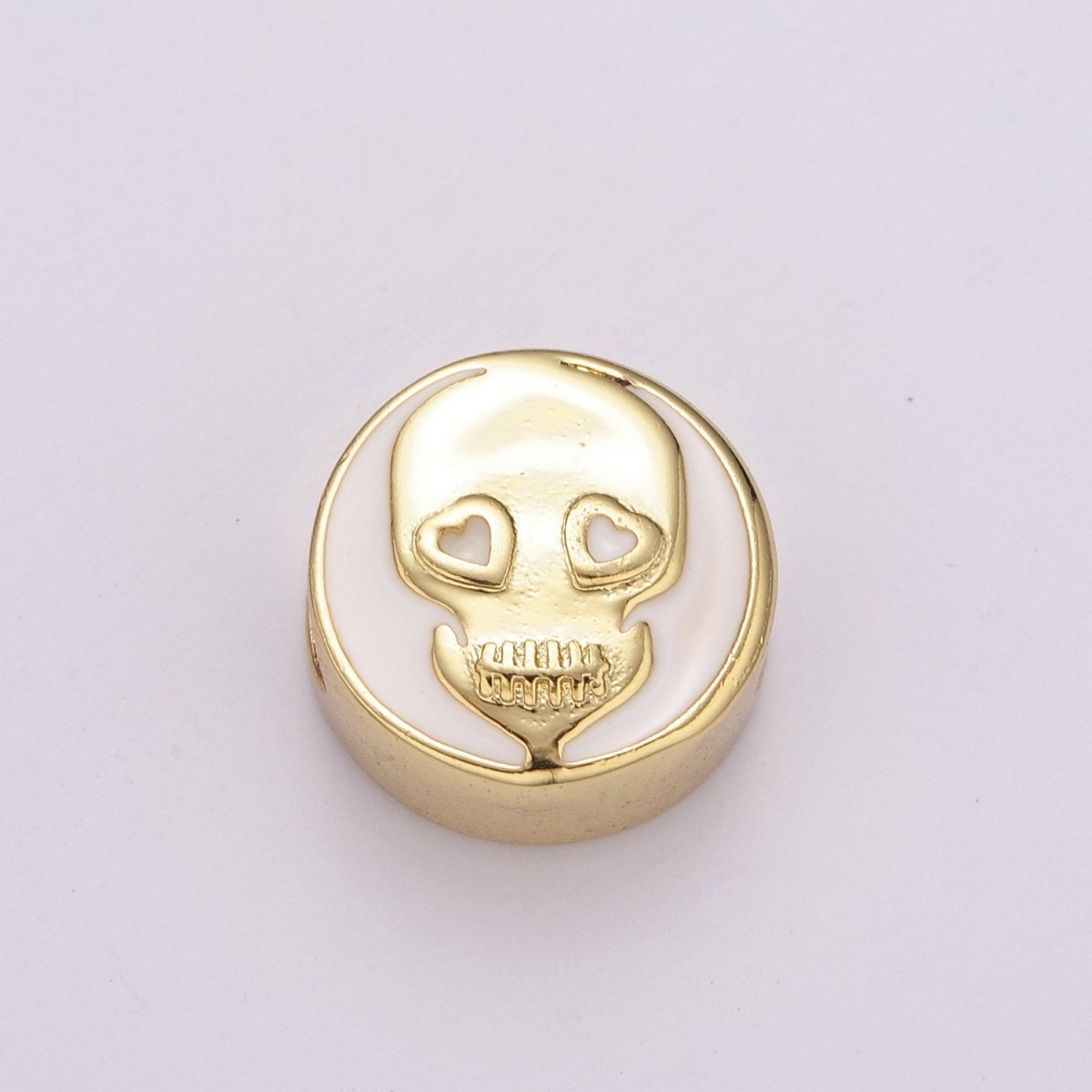 12mm Enamel Round Bead Design Bead Black White Gold Cute Spacer Bead Bracelet Supply Moon, Rose, Wing, Cross, Lotus, Skull, Unicorn, Butterfly, Dragon, Dog paw B-712 to B-749 - DLUXCA