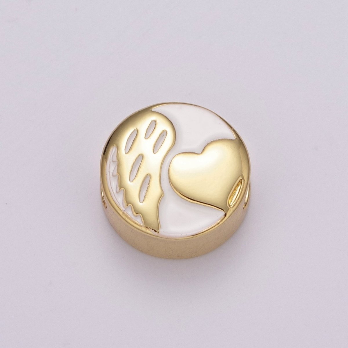 12mm Enamel Round Bead Design Bead Black White Gold Cute Spacer Bead Bracelet Supply Moon, Rose, Wing, Cross, Lotus, Skull, Unicorn, Butterfly, Dragon, Dog paw B-712 to B-749 - DLUXCA