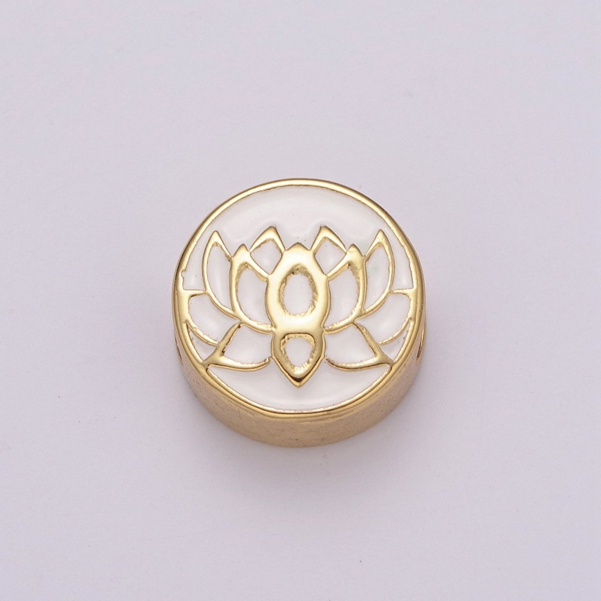 12mm Enamel Round Bead Design Bead Black White Gold Cute Spacer Bead Bracelet Supply Moon, Rose, Wing, Cross, Lotus, Skull, Unicorn, Butterfly, Dragon, Dog paw B-712 to B-749 - DLUXCA