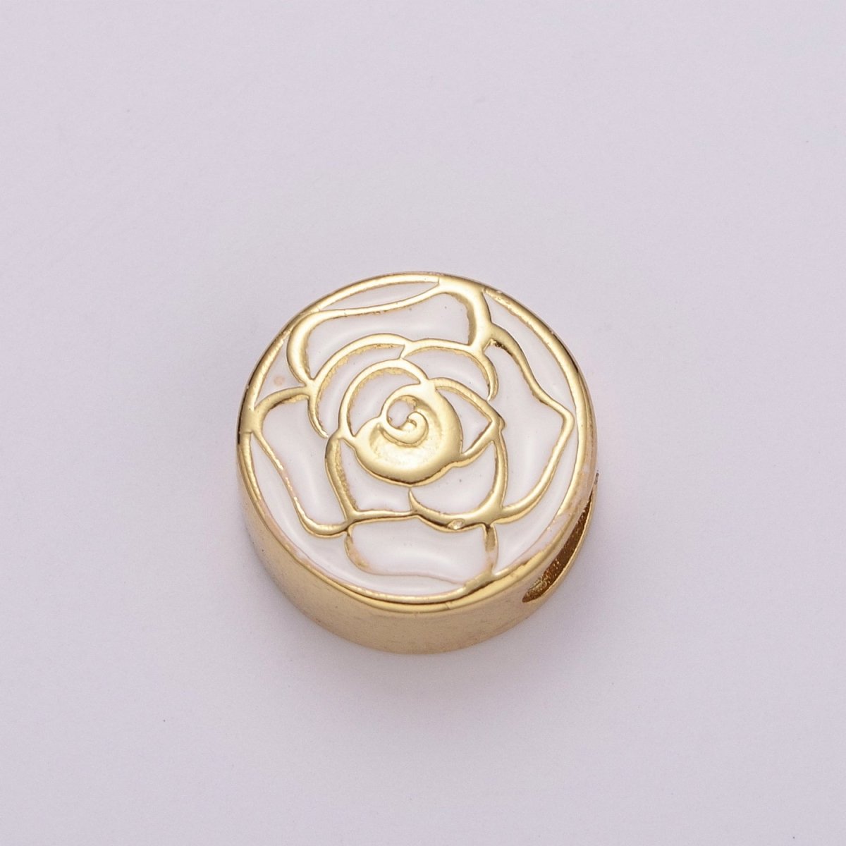 12mm Enamel Round Bead Design Bead Black White Gold Cute Spacer Bead Bracelet Supply Moon, Rose, Wing, Cross, Lotus, Skull, Unicorn, Butterfly, Dragon, Dog paw B-712 to B-749 - DLUXCA