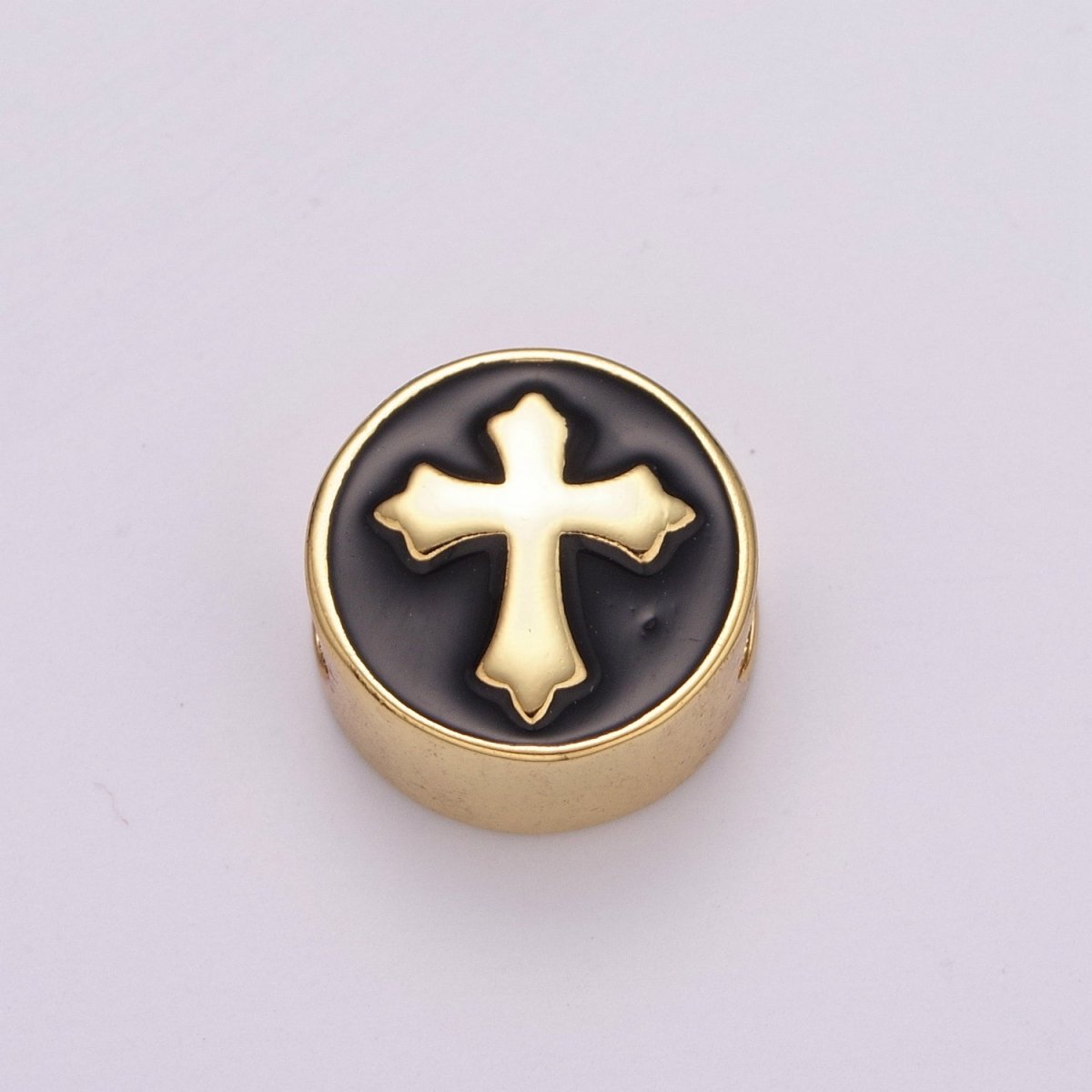 12mm Enamel Round Bead Design Bead Black White Gold Cute Spacer Bead Bracelet Supply Moon, Rose, Wing, Cross, Lotus, Skull, Unicorn, Butterfly, Dragon, Dog paw B-712 to B-749 - DLUXCA