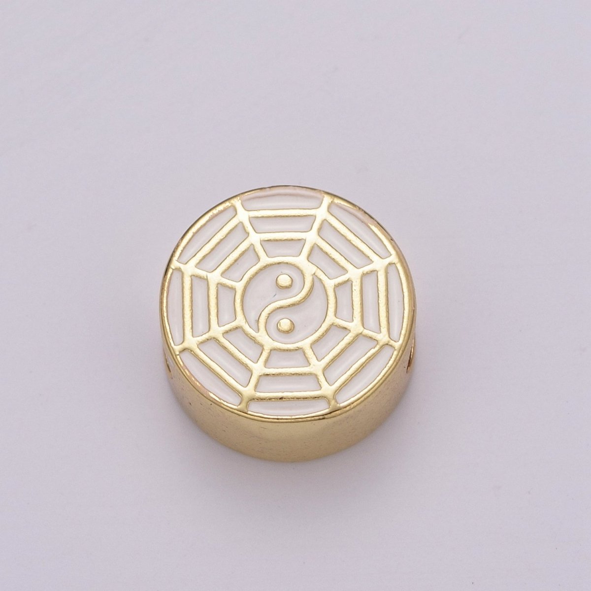 12mm Enamel Round Bead Design Bead Black White Gold Cute Spacer Bead Bracelet Supply Moon, Rose, Wing, Cross, Lotus, Skull, Unicorn, Butterfly, Dragon, Dog paw B-712 to B-749 - DLUXCA