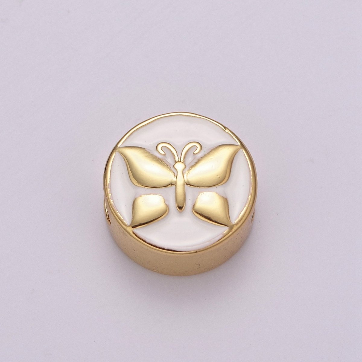 12mm Enamel Round Bead Design Bead Black White Gold Cute Spacer Bead Bracelet Supply Moon, Rose, Wing, Cross, Lotus, Skull, Unicorn, Butterfly, Dragon, Dog paw B-712 to B-749 - DLUXCA