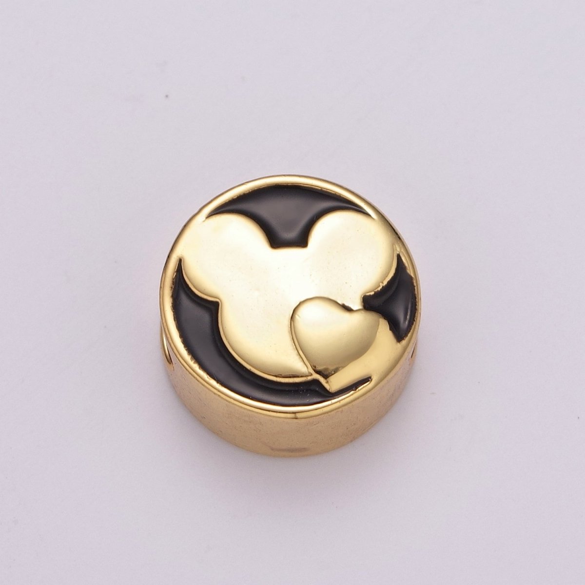 12mm Enamel Round Bead Design Bead Black White Gold Cute Spacer Bead Bracelet Supply Moon, Rose, Wing, Cross, Lotus, Skull, Unicorn, Butterfly, Dragon, Dog paw B-712 to B-749 - DLUXCA