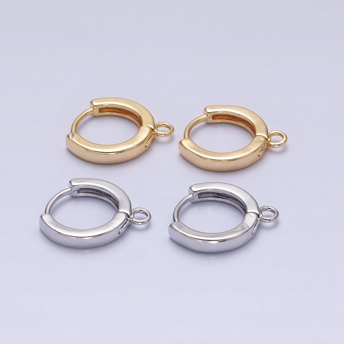 12mm Round Huggie Open Loop Earrings Supply in Gold & Silver | Z-288 Z-289 - DLUXCA