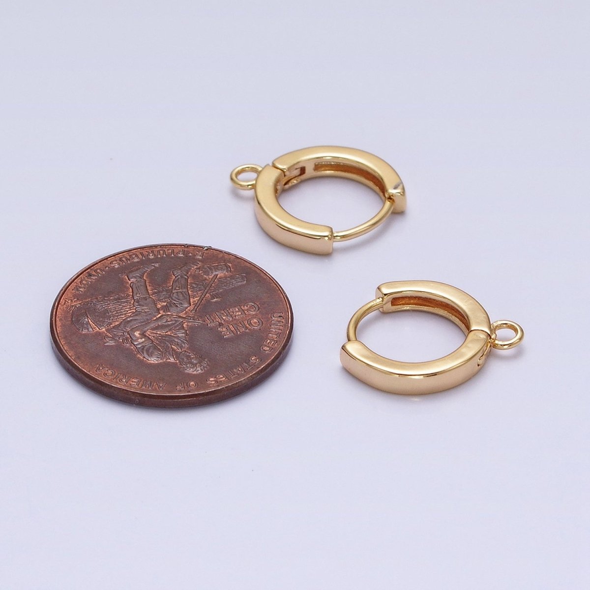12mm Round Huggie Open Loop Earrings Supply in Gold & Silver | Z-288 Z-289 - DLUXCA