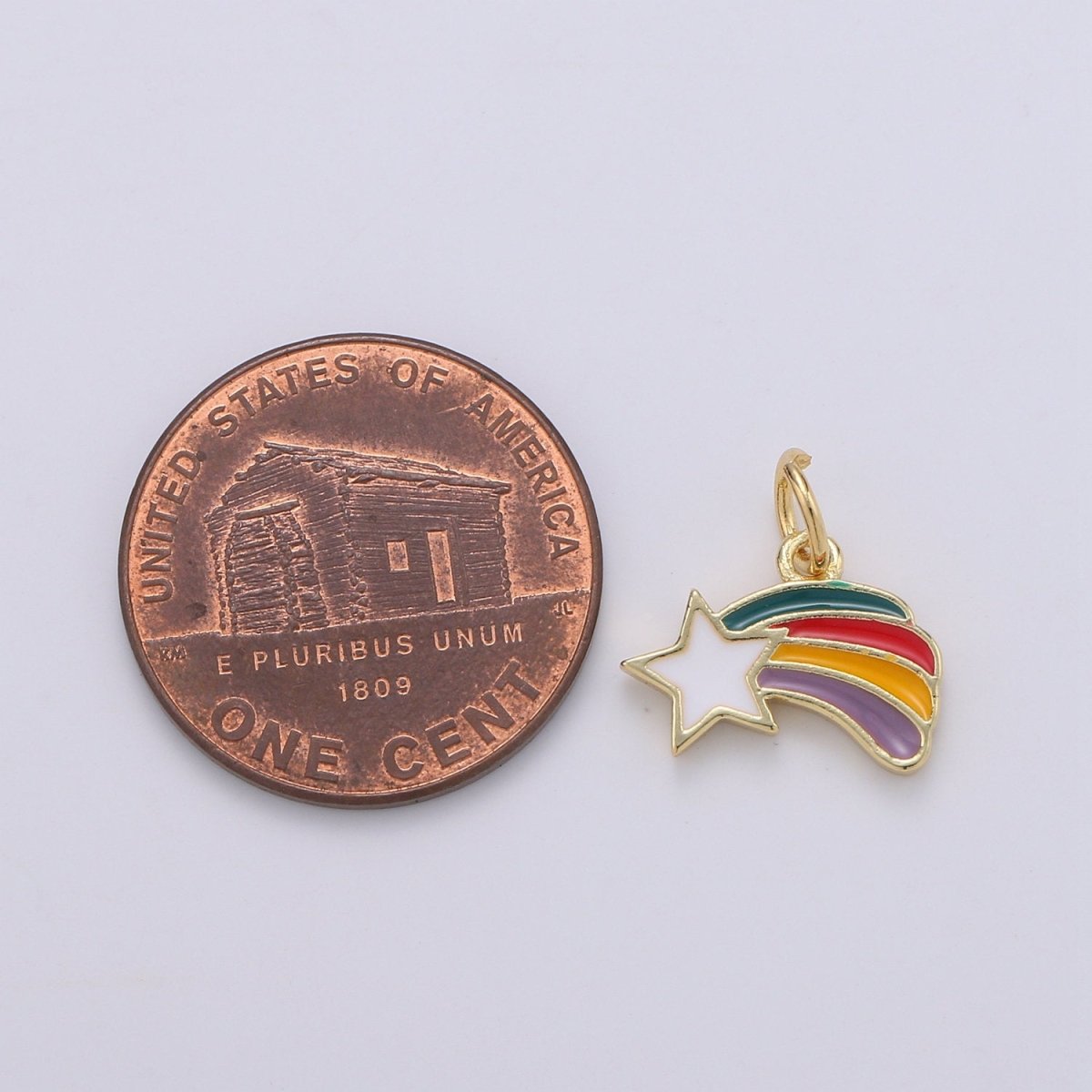 12x13mm Enamel Rainbow, Colorful Star Pendant, Dainty Gold Rainbow Charms, Kids Charm, Bracelet Necklace Earring Charm D-749 - DLUXCA