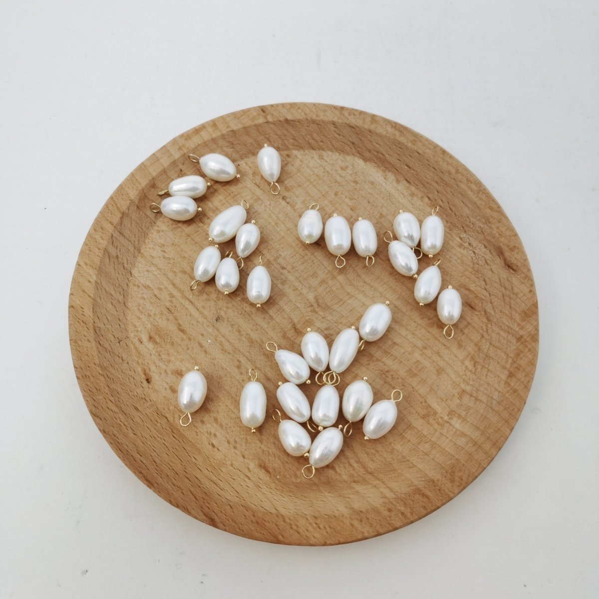 12x8 mm Oval Freshwater Pearl with ring, Fresh Water round pearls supply for Bridal Jewelry Necklace Earring Component P-1793 - DLUXCA