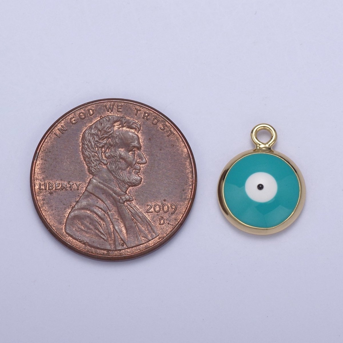 13.2x10mm Gold Enamel Evil Eyes Charm, Mini Round Evil Eye Charm, Pendants for Necklace, Bracelet Earring Anklet Component N-930 - N-935 - DLUXCA