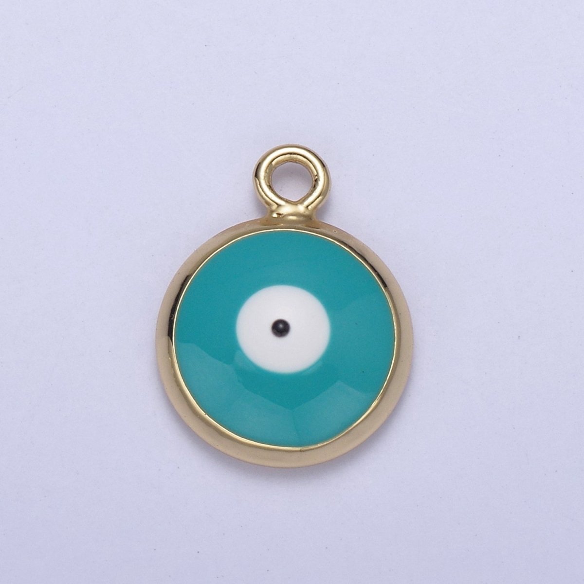 13.2x10mm Gold Enamel Evil Eyes Charm, Mini Round Evil Eye Charm, Pendants for Necklace, Bracelet Earring Anklet Component N-930 - N-935 - DLUXCA