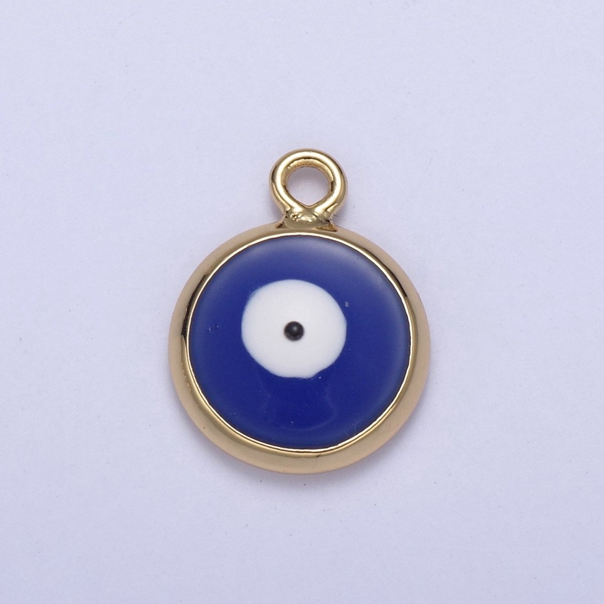 13.2x10mm Gold Enamel Evil Eyes Charm, Mini Round Evil Eye Charm, Pendants for Necklace, Bracelet Earring Anklet Component N-930 - N-935 - DLUXCA