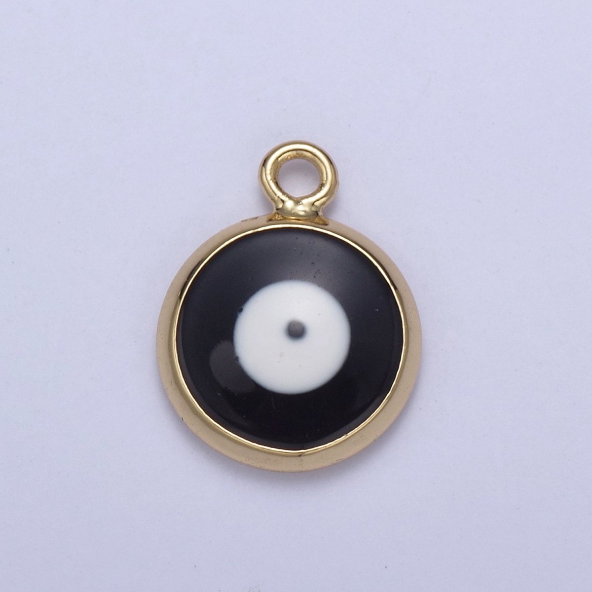 13.2x10mm Gold Enamel Evil Eyes Charm, Mini Round Evil Eye Charm, Pendants for Necklace, Bracelet Earring Anklet Component N-930 - N-935 - DLUXCA