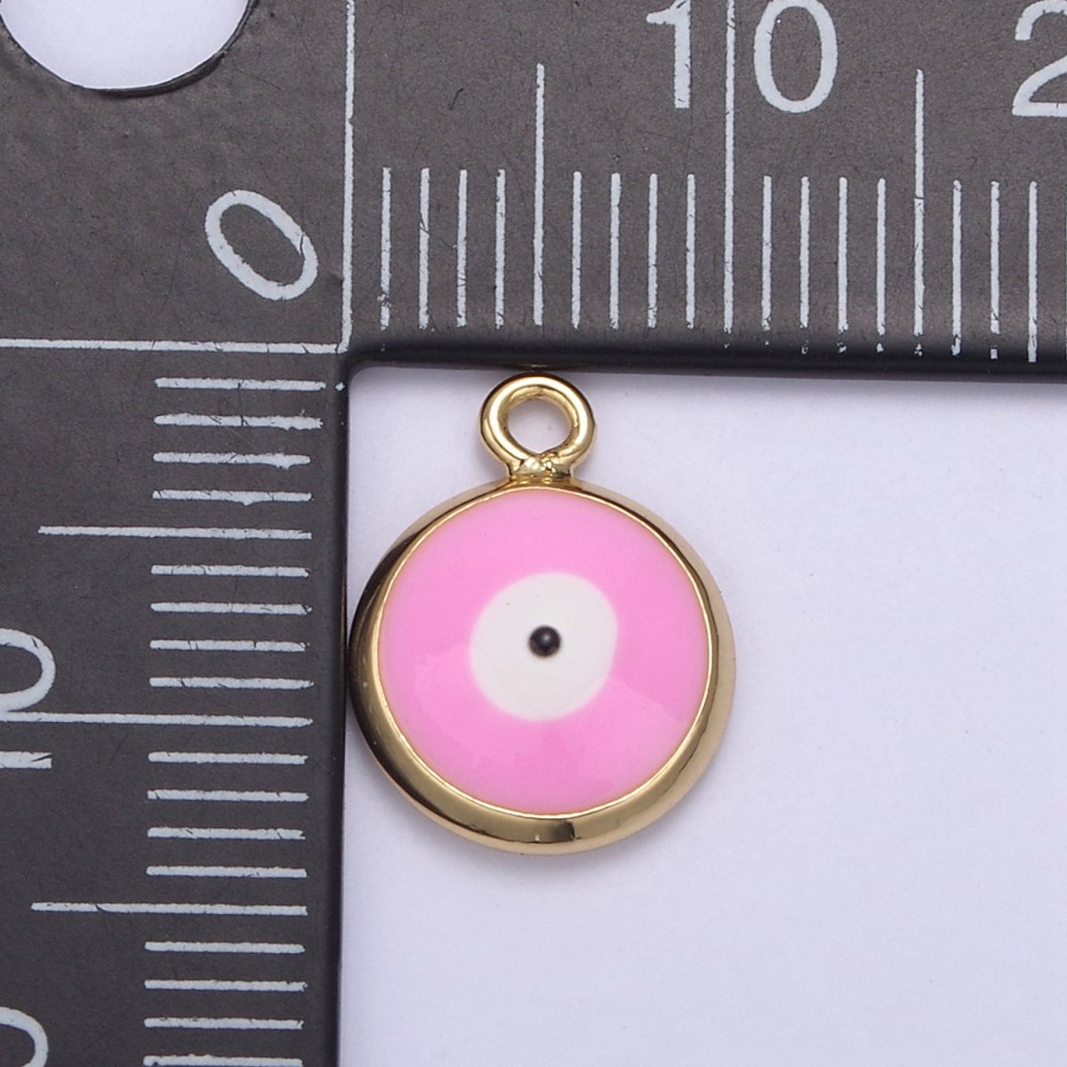 13.2x10mm Gold Enamel Evil Eyes Charm, Mini Round Evil Eye Charm, Pendants for Necklace, Bracelet Earring Anklet Component N-930 - N-935 - DLUXCA
