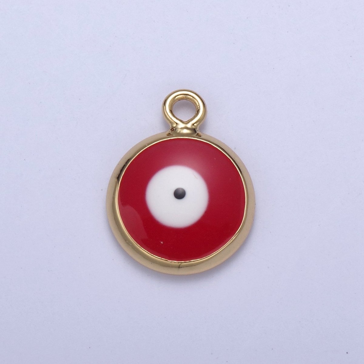 13.2x10mm Gold Enamel Evil Eyes Charm, Mini Round Evil Eye Charm, Pendants for Necklace, Bracelet Earring Anklet Component N-930 - N-935 - DLUXCA