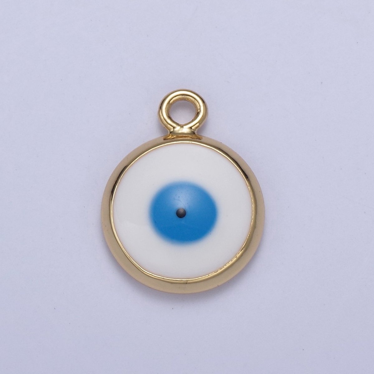 13.2x10mm Gold Enamel Evil Eyes Charm, Mini Round Evil Eye Charm, Pendants for Necklace, Bracelet Earring Anklet Component N-930 - N-935 - DLUXCA