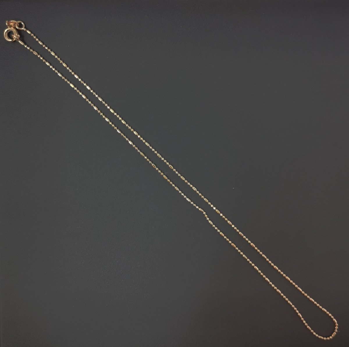 13.7'' Ready to Use 18K Gold Filled Bead Necklace Chain, Layering Beaded Chain, Dainty 1mm Beaded Necklace w/ Spring Ring, or Pendant Charm Chain Necklace | CN-508 Clearance Pricing - DLUXCA