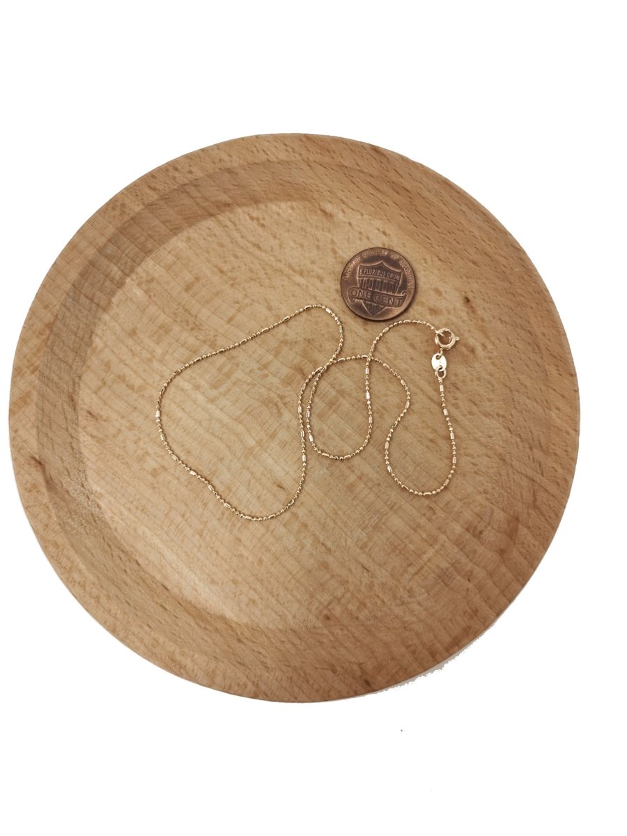 13.7'' Ready to Use 18K Gold Filled Bead Necklace Chain, Layering Beaded Chain, Dainty 1mm Beaded Necklace w/ Spring Ring, or Pendant Charm Chain Necklace | CN-508 Clearance Pricing - DLUXCA