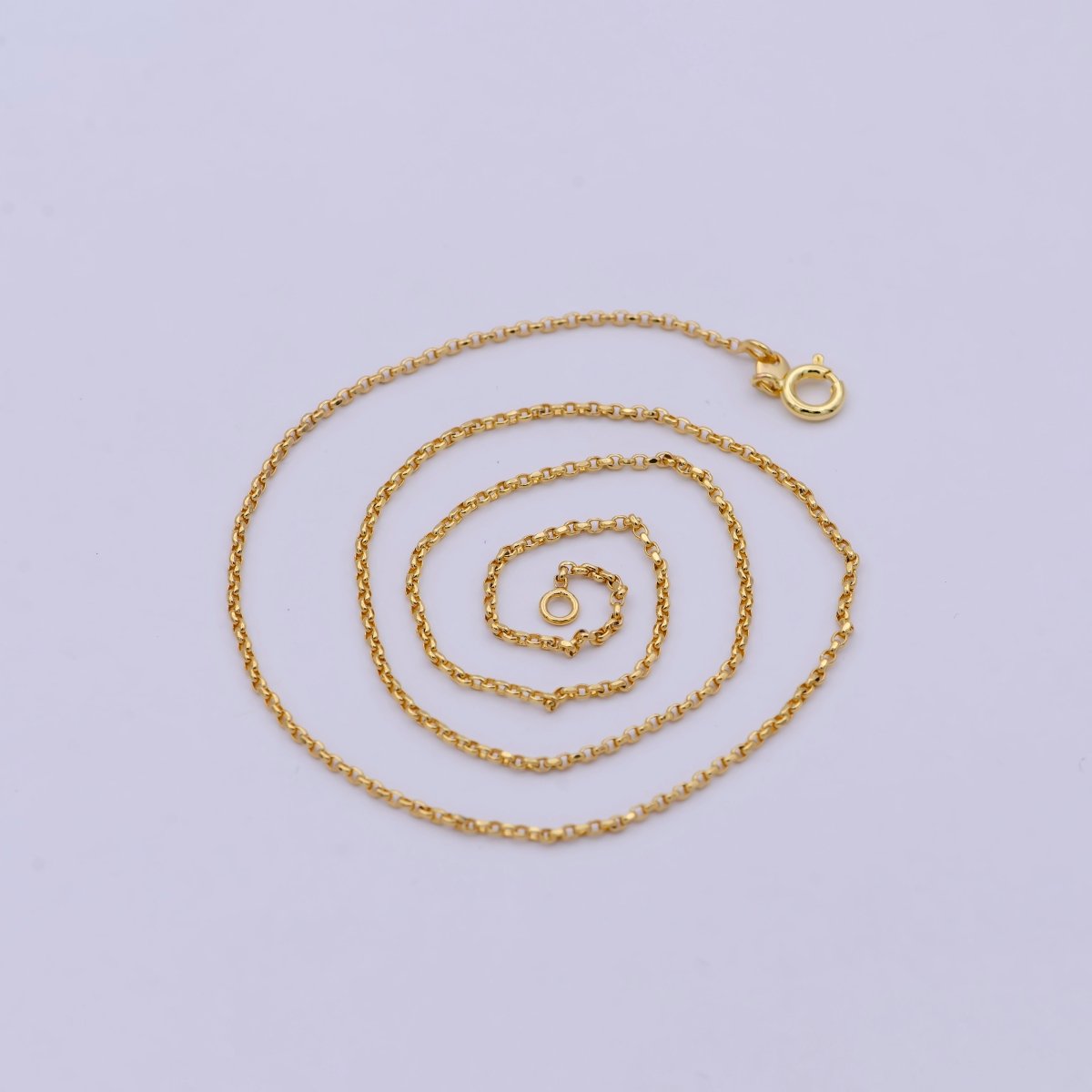 1.3mm 24K Gold Filled Chain, Rolo Chain Dainty Gold Necklace Chain, Circle Cable Chain Wholesale | WA-747 Clearance Pricing - DLUXCA