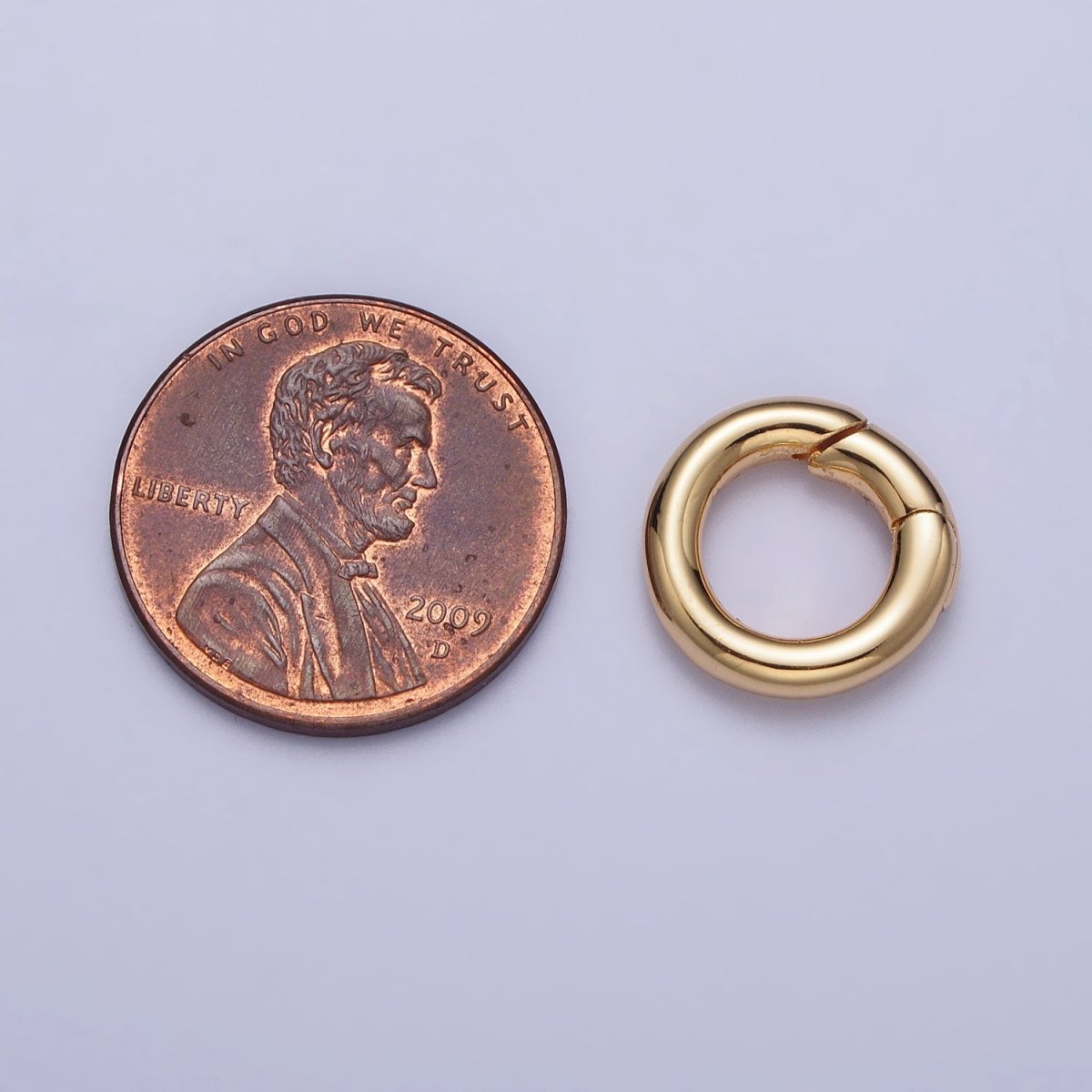 13mm Gold Rounded Push Spring Gate Ring Jewelry Making Closure Enhancer Supply | Z-105 - DLUXCA