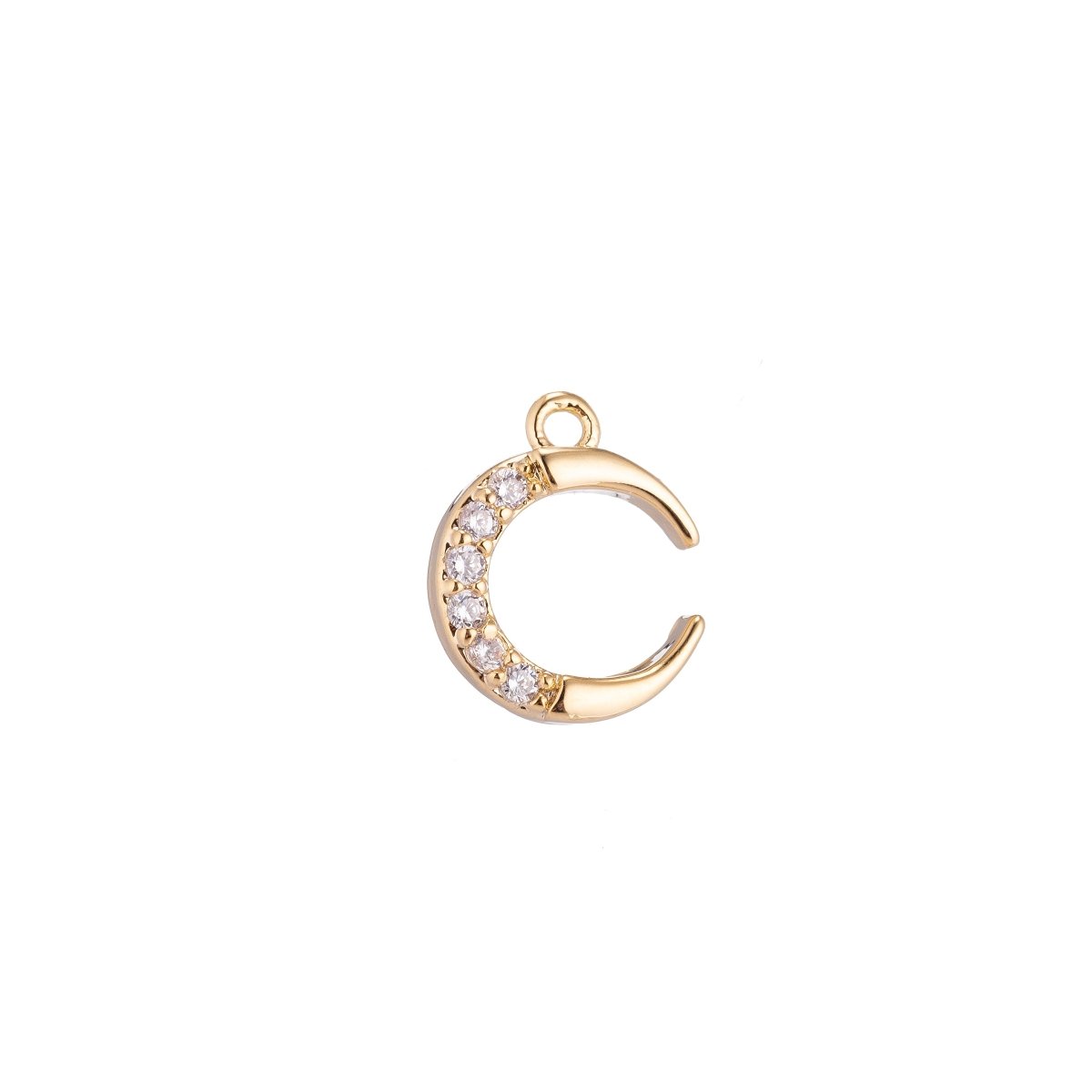 13x8.5MM Crescent Moon Charm or Pendant, Cubic Zirconia 18k Gold Filled for Chocker Layer Necklace Jewelry Making C-150 - DLUXCA