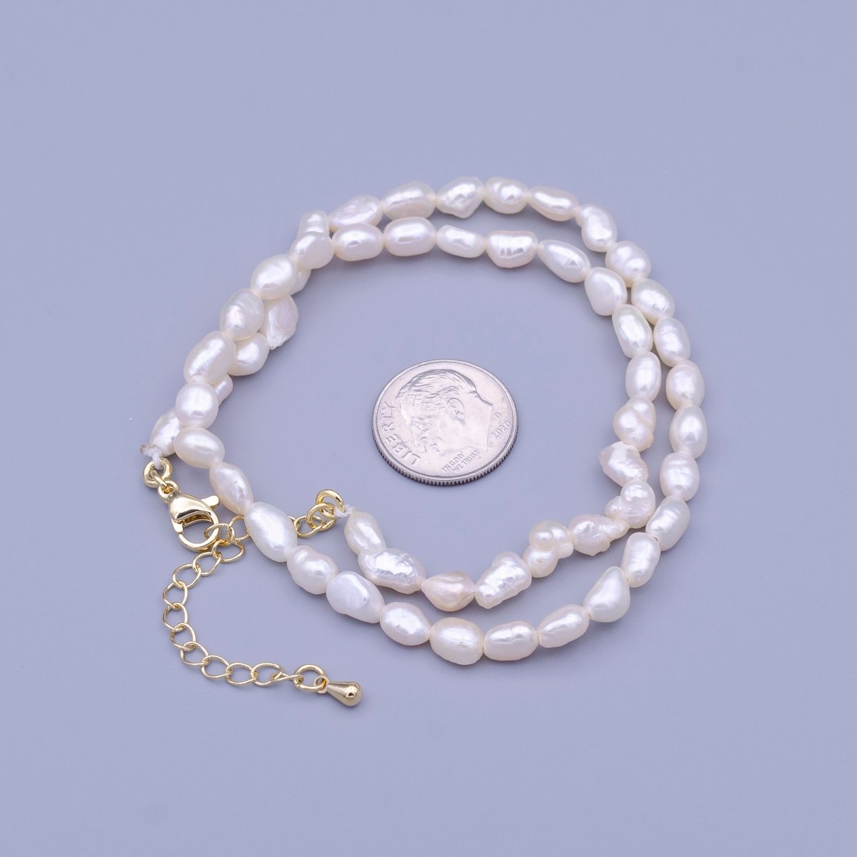 14.5 Inch Natural 5mm Genuine White Freshwater Pearl Choker Necklace | WA-1460 Clearance Pricing - DLUXCA