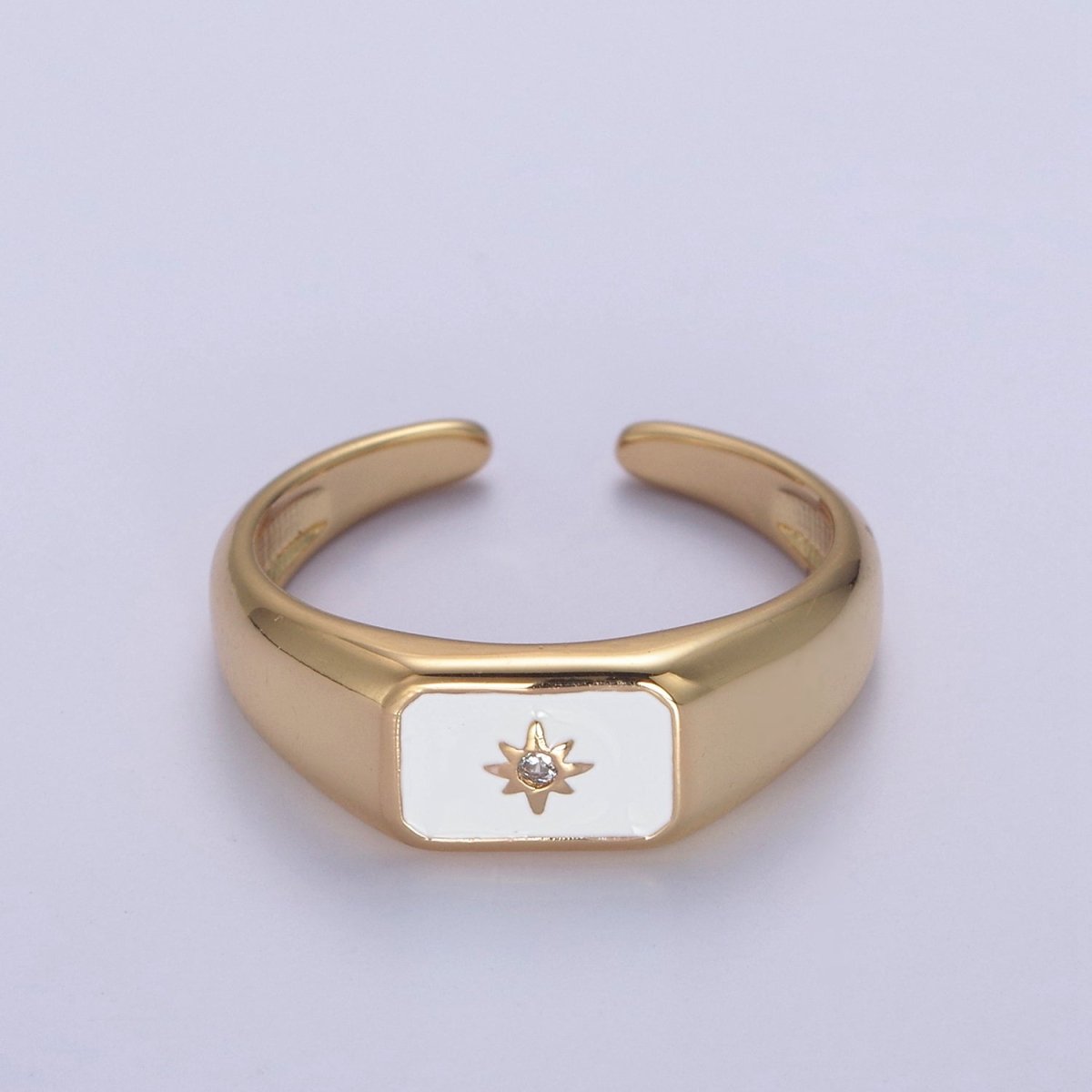 148K Gold Filled Sun Ring, CZ Micro Pave Sun Celestial Enamel Ring Open Adjustable Ring,Ladies Ring,Gift for Her U-509 ~ U-514 - DLUXCA