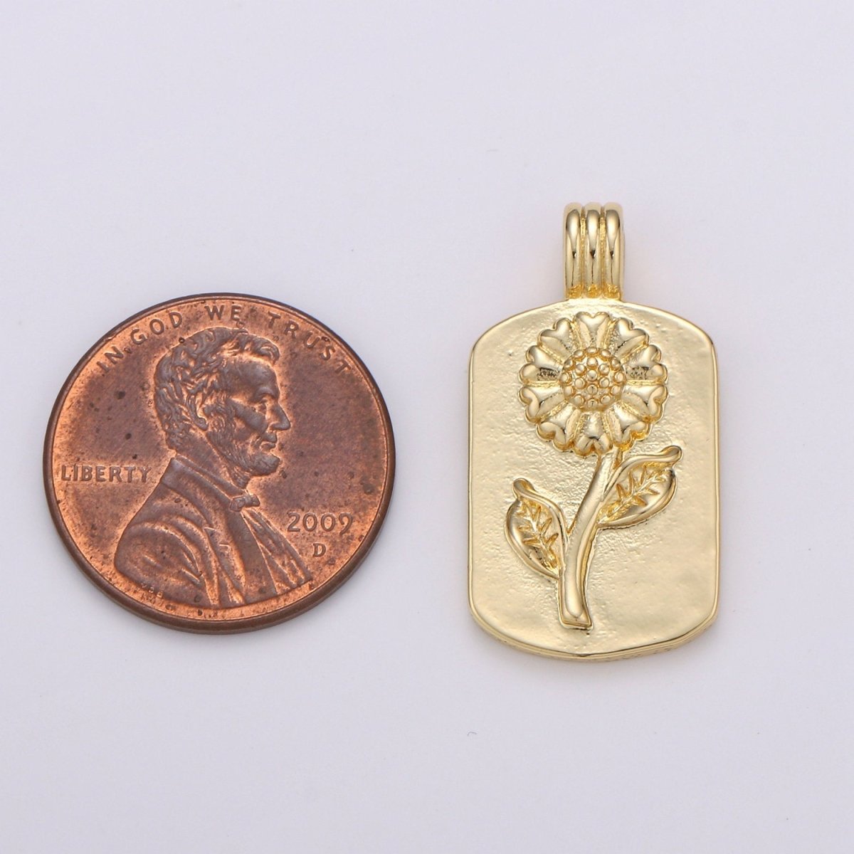 14K Gf Sun Flower Charms, Gold SunFlower Pendant, Dainty Flower Charm, Small Medallion Charm for Necklace Floral Flower Jewelry H-841 - DLUXCA