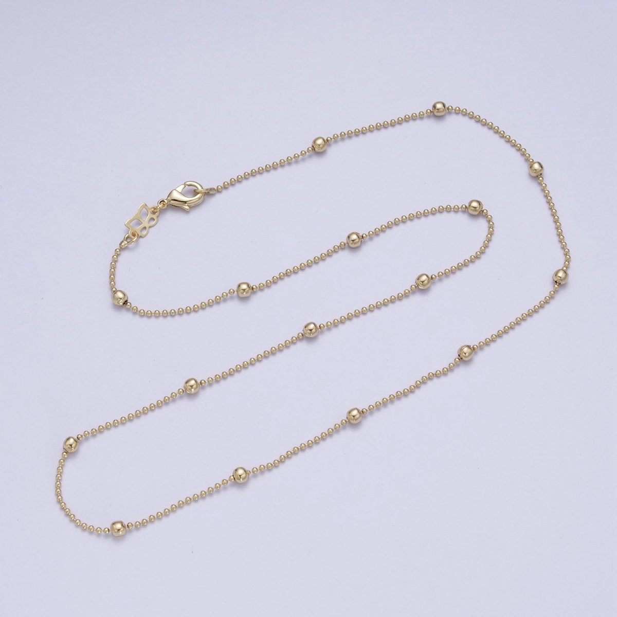 14K Gold 18 Inch Beaded 3mm Bead Chain Necklace with Lobster Clasps For Jewelry Making | WA-1169 Clearance Pricing - DLUXCA