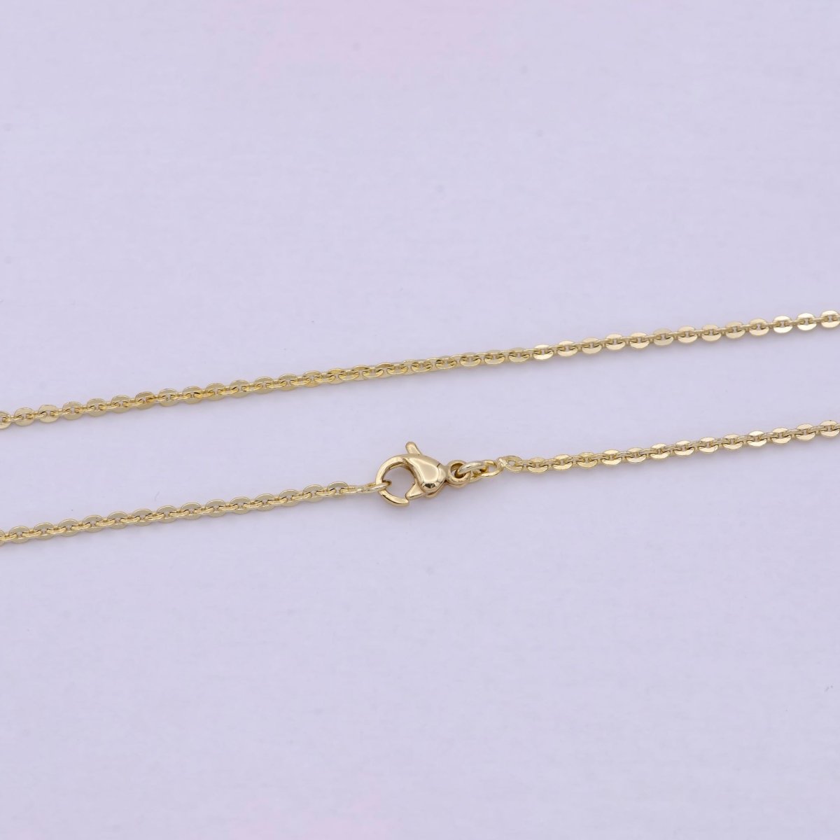 14K Gold Cable Rolo Chain, Dainty 1.5mm Cable Chain Width, 17.5 Inch Layering Finished Chain with Lobster Clasps | WA-617 Clearance Pricing - DLUXCA