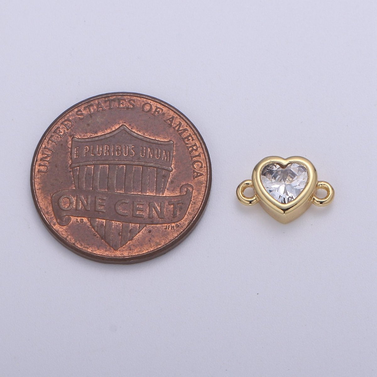 14k Gold Clear Solitaire CZ Heart Charm Connector Micro Pave CZ Love Bracelet Link Connector For Bracelet Necklace Supply DIY Jewelry F-600 - DLUXCA