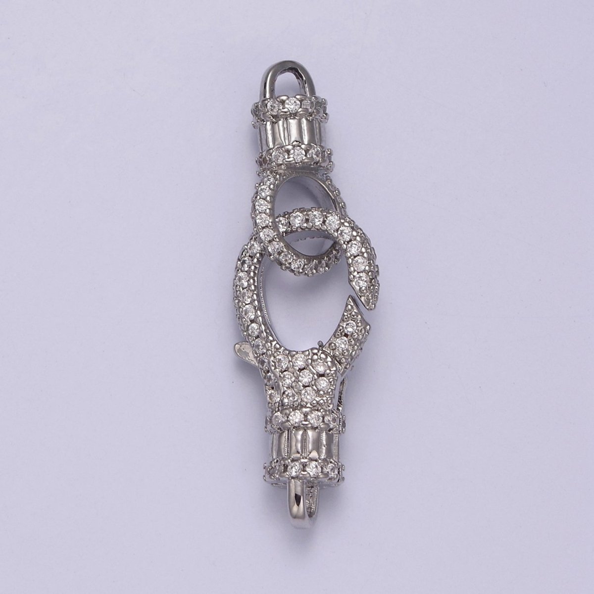 14K Gold CZ Lobster Clasp, CZ Clear Micro Pave Lobster Claw Clasp, Cubic Zirconia Clasp Enhancer K-756 K-757 - DLUXCA