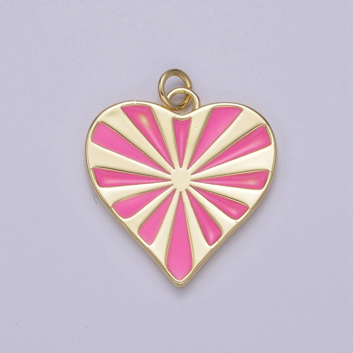 14K Gold Fill Enamel Heart Shaped Pendant, Heart Radiant Pink Charm Necklace DIY Jewelry Accessories W-180 - DLUXCA