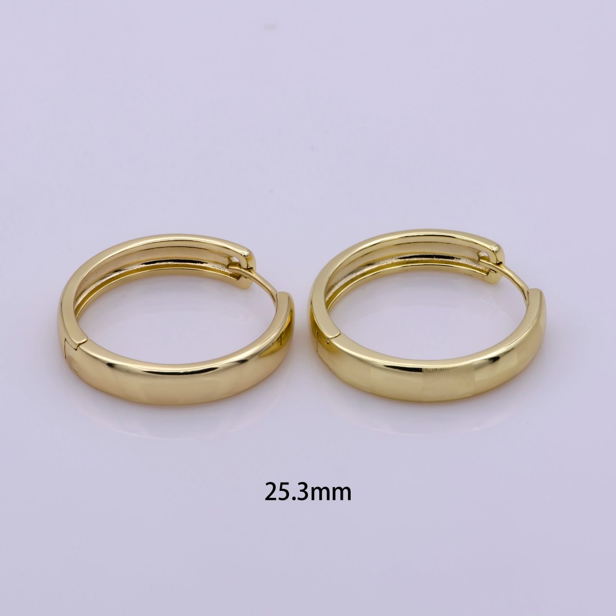 14K Gold Fill Hoop Earring 25mm Round Checker Earring Minimalist Jewelry Gift Idea T-191 - DLUXCA