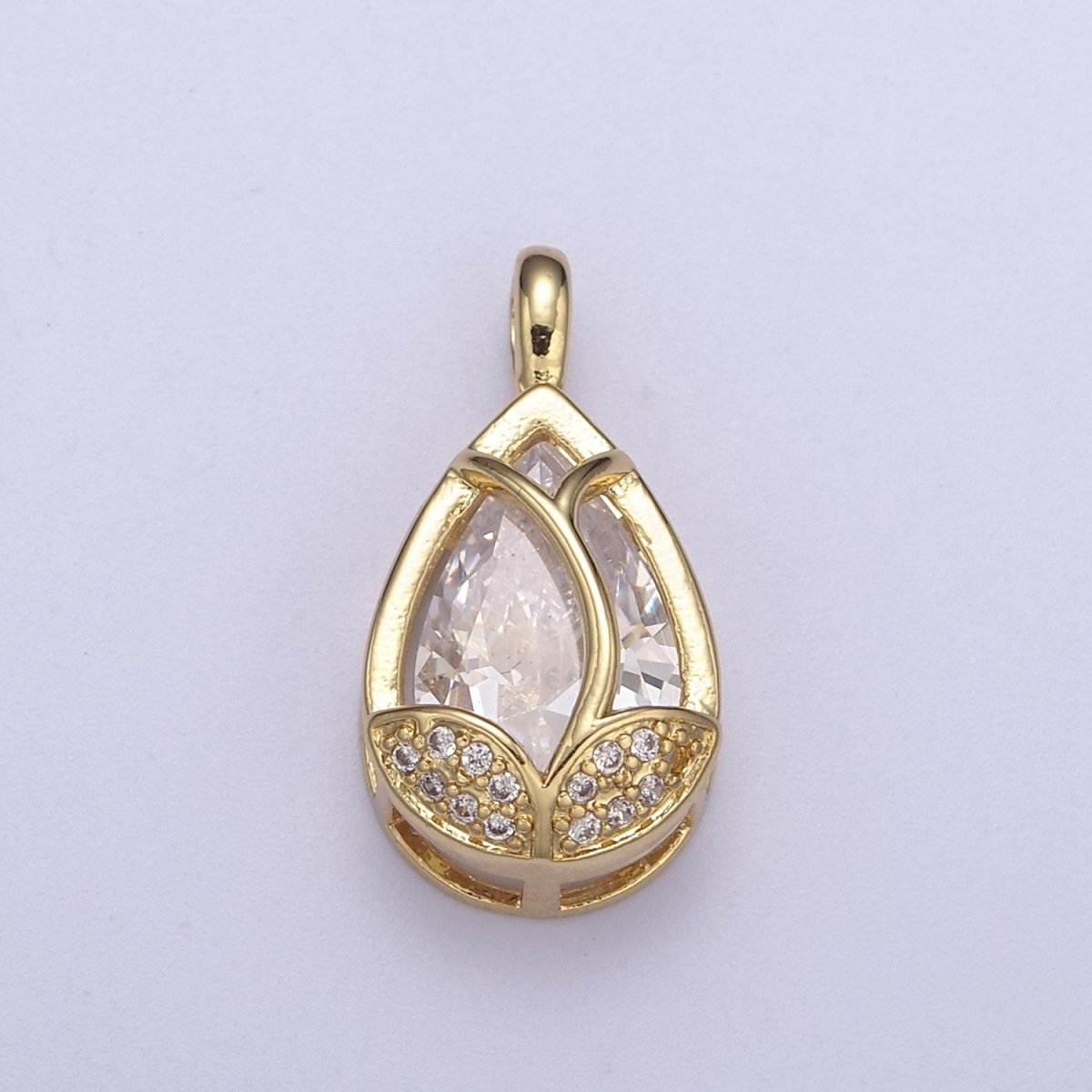 14k Gold Fill Lotus Petal Charm, Lotus Pendant Cubic Zirconia Dangle Charm H-118 H-119 H-123 - H-125 - DLUXCA