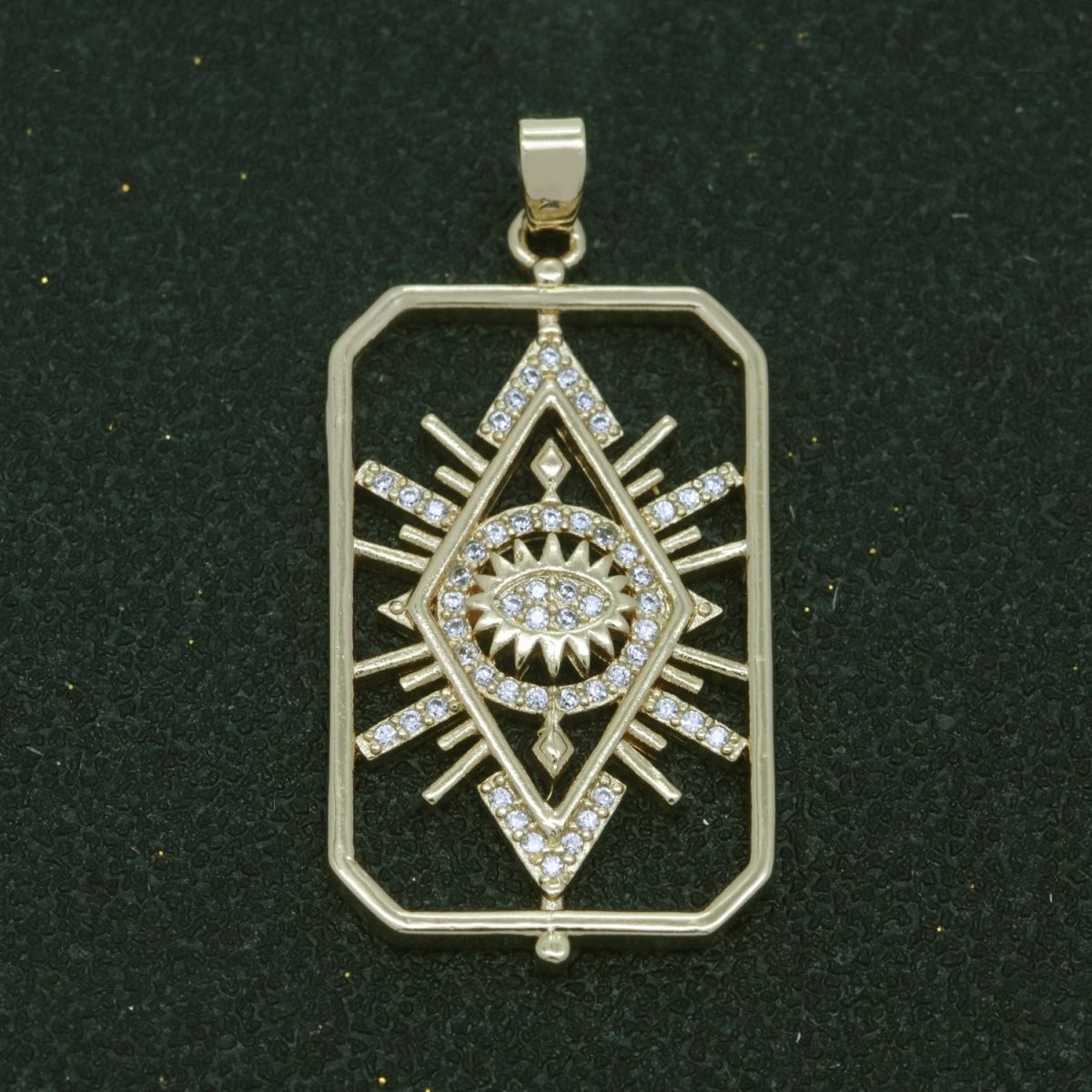 14k Gold Fill Micro Pave Star Burst Charm, Evil Eye Pendant Charm For DIY Necklace N-1388 - DLUXCA