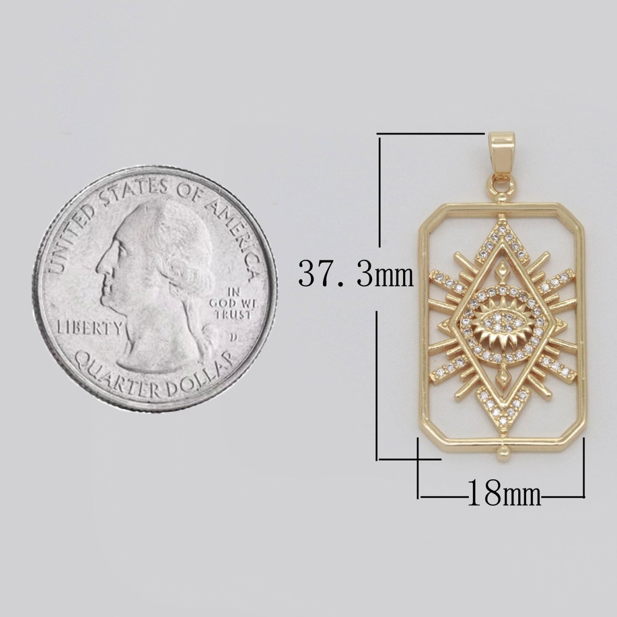 14k Gold Fill Micro Pave Star Burst Charm, Evil Eye Pendant Charm For DIY Necklace N-1388 - DLUXCA