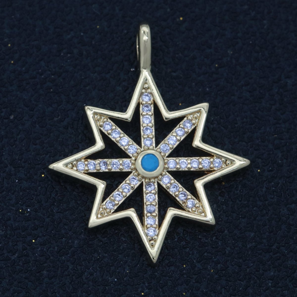 14k Gold Fill Micro Pave Star Charm, Turquoise North Star Celestial Pendant Charm For DIY Necklace Bracelet Earring N-1383 - DLUXCA