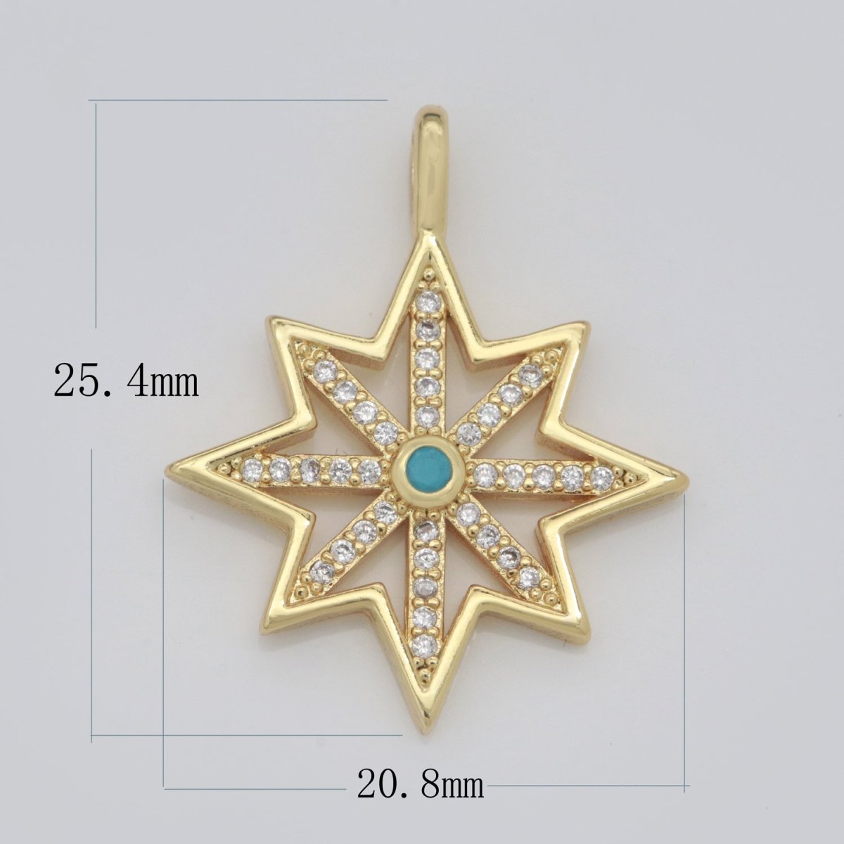 14k Gold Fill Micro Pave Star Charm, Turquoise North Star Celestial Pendant Charm For DIY Necklace Bracelet Earring N-1383 - DLUXCA